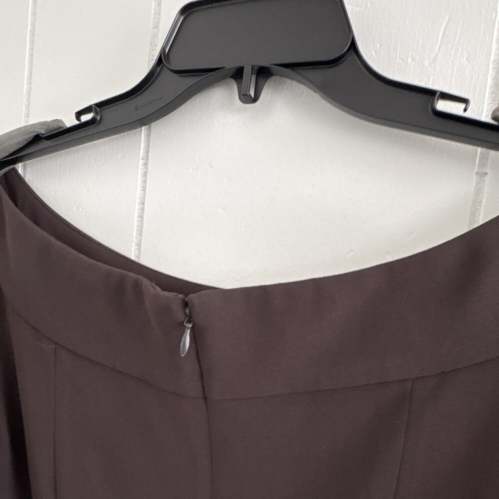 Tom and Linda Platt Brown Solid Boat Neck Sheath Knee Dress Zip Size 8 - Picture 8 of 9